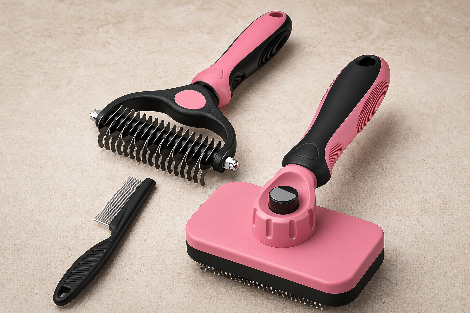 3PCS Self Cleaning Shedding Brush Set